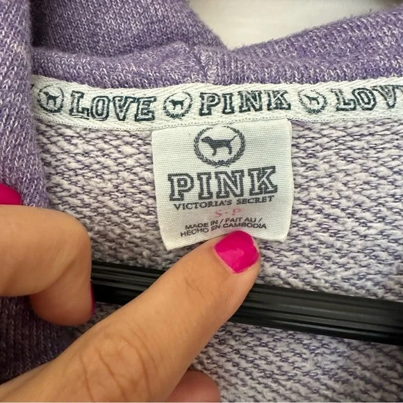 Vintage VS PINK Hoodie 86 Graphic Lavender Zip Up Hoodie Early 2000s Y2K Size S - Picture 2 of 11